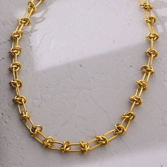 Gold Plated Stainless Steel Paperclip Link Necklace - Picture 8 of 8